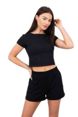 Komplet Damski Bawełniany Dres Szorty I Top Czarny
