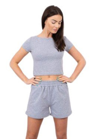 Komplet Damski Bawełniany Dres Szorty I Top Szary