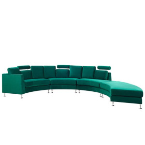 Sofa półokrągła modułowa welurowa zielona ROTUNDE