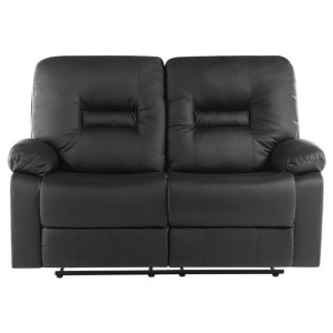 Sofa z funkcją relaksu 2-osobowa ekoskóra czarna B