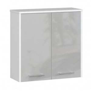 Szafka wisząca, witryna, fin, 60x23x60 cm, biel, metalik, połysk