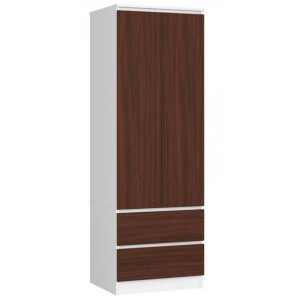 Szafa do sypialni, szuflady, star S, 60x50x180 cm, biel, wenge, mat