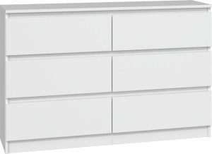 Komoda do sypialni, salonu, M6, 120x30x77 cm, biel, mat