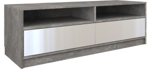 Szafka pod telewizor, stolik rtv, karo, 120x40x45 cm, beton, biel, połysk