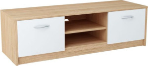 Szafka pod telewizor, stolik, K029, 120x41x36 cm, dąb sonoma, biel, mat