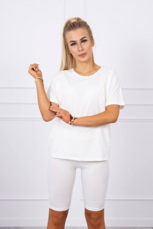 Komplet Damski Koszulka Legginsy Na Lato Ecru