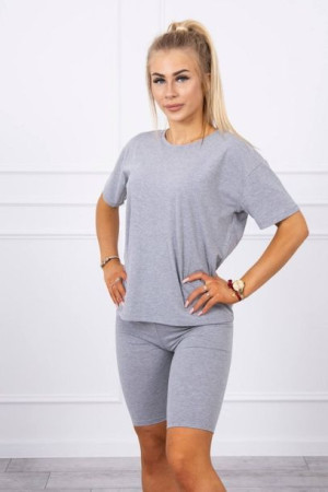 Komplet Damski Koszulka Legginsy Na Lato Szary