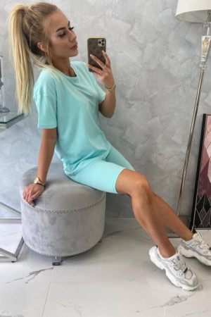 Komplet Damski Koszulka Legginsy Na Lato Miętowy