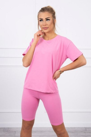 Komplet Damski Koszulka Legginsy Na Lato Jasno Różowy