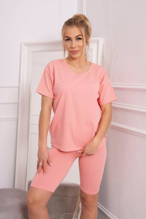 Komplet Damski Koszulka Legginsy Na Lato Morelowa
