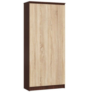 Regał do biura, domu, zamykany, 80x35x180 cm, wenge, dąb sonoma, mat