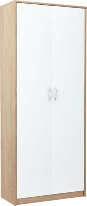 Regał, zamykany, R004, 74x35x180 cm, dąb sonoma, biel, mat