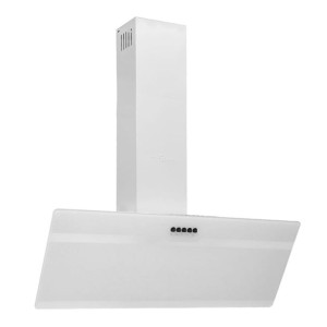 Ścienny okap kuchenny, 90 cm, stal i hartowane szkło, biały