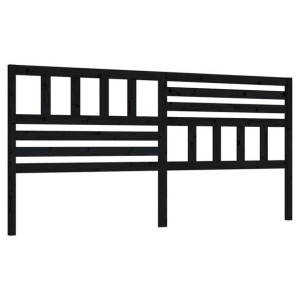 Wezgłowie łóżka, czarne, 206x4x100 cm, lite drewno sosnowe