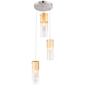 LAMPA wisząca WEMMO 15908-3G Globo szklana OPRAWA zwis kryształki złote prz