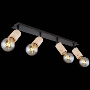 LAMPA sufitowa JOSEBA loftowa OPRAWA drewniana regulowana czarna drewno