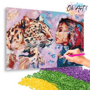 Haft Diamentowy Diamond Painting Mozaika 40x50 cm - Pani z leopardem