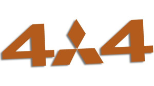 Wycinana naklejka 4x4 mitsubishi brązowa