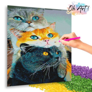 Haft Diamentowy Diamond Painting Mozaika 40x50 cm - Trzy kotki