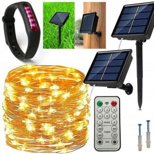 Druciki Lampki 100 LED Solarne OGRODOWE girlanda
