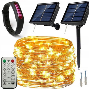 Druciki Lampki 100 LED Solarne OGRODOWE girlanda