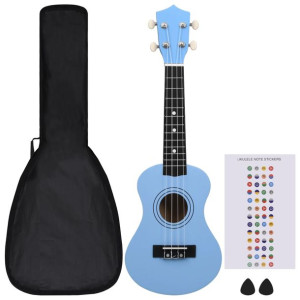 Ukulele sopranowe z pokrowcem, dla dzieci, niebieskie, 21"
