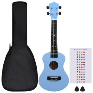 Ukulele sopranowe z pokrowcem, dla dzieci, błękitne, 23"