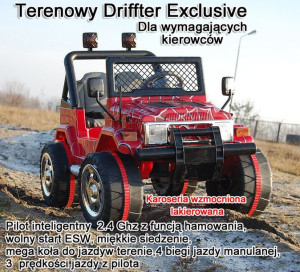 Mega Jeep Driffter Exclusive Dla 2 Dzieci, Wolny Start/ Lakier. Miękkie Sie