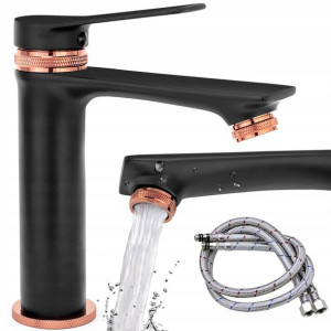 Bateria Umywalkowa Niska Viral Czarna Rose Gold