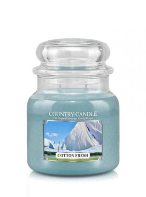 Country Candle Średnia świeca zapachowa z dwoma knotami Cotton Fresh 453g