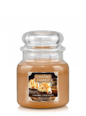 Country Candle Średnia świeca zapachowa z dwoma knotami Caramel Chocolate 4