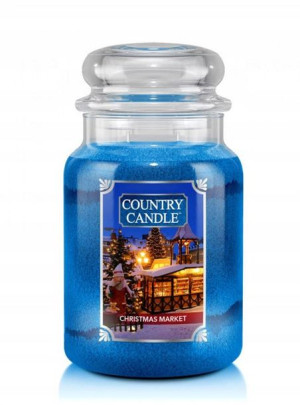 Country Candle Duża świeca zapachowa z dwoma knotami Christmas Market 680g