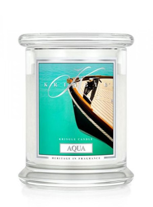 Kringle Candle Średnia świeca zapachowa z dwoma knotami Aqua 411g