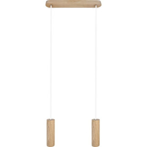 Lampa Wisząca Biało Drewniana Lampa Zwis Tuba Led