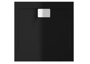 Brodzik kwadratowy Polimat Vegar Czarny 80x80x1,5x4,5 cm posadzkowy