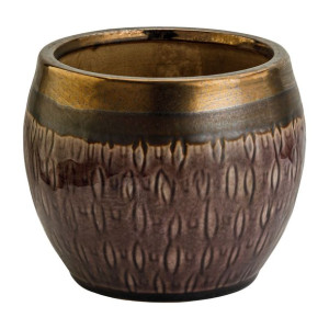 Donica Kula Fiolet & Złoto Osłonka Ceramiczna 16x16x14cm