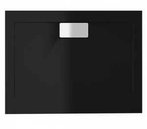Brodzik prostokątny Polimat Vegar Czarny 140x100x1,5x4,5 cm posadzkowy