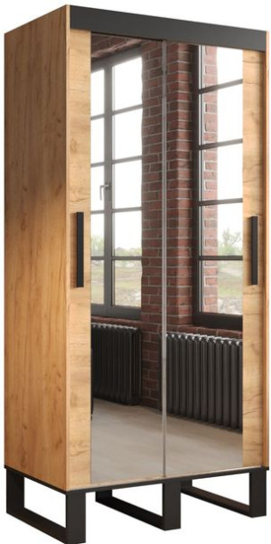 Szafa przesuwna LOFT T3 100cm, metalowe nogi, styl industrialny craft złoty