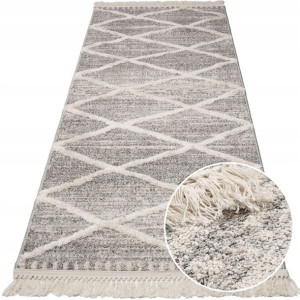 Dywan Boho Chodnik Dywanik z frędzlami 80x200 Etno Caro Biały