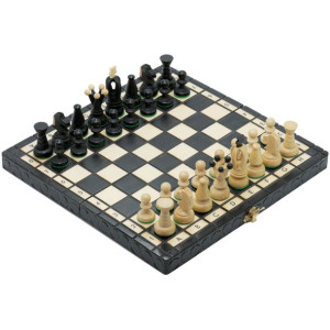 Szachy rzeźbione Królewskie - drewniane małe 30 cm