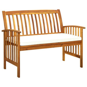 Ławka ogrodowa z poduszką, 119 cm, lite drewno aka