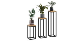 Zestaw kwietników x 3 kolor dąb craft stelaż metalowy