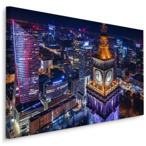 Obraz Do Biura Nocna PANORAMA Warszawy Wieżowce 3D 40x30cm