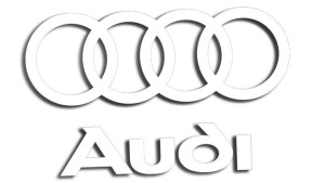 Wycinana naklejka AUDI logo i napis biała