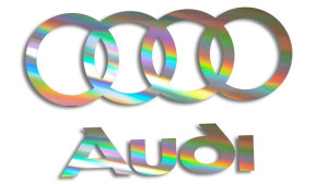 Wycinana naklejka AUDI logo i napis holograficzna