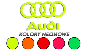 Wycinana naklejka AUDI logo i napis kolory neonowe