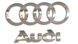 Wycinana naklejka AUDI logo i napis chrom