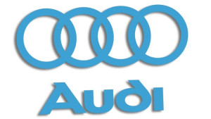 Wycinana naklejka AUDI logo i napis błękitna