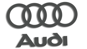 Wycinana naklejka AUDI logo i napis grafitowa