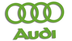 Wycinana naklejka AUDI logo i napis jasny zielony